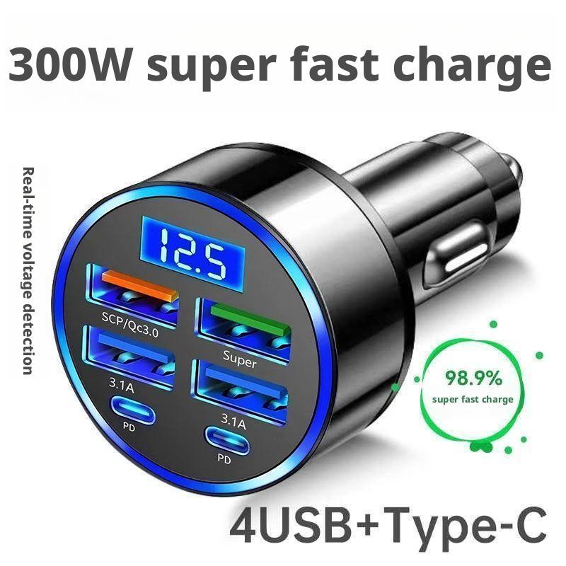 Usb C Power Adapter - 300W PD Car Charger 6 Ports