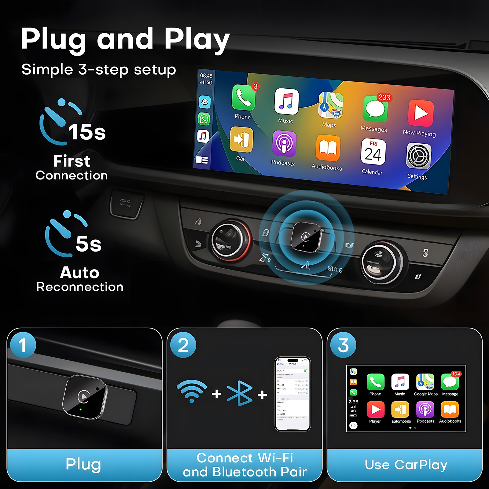 USB C Wireless CarPlay & Andro - огляд і ціна Usb C Power Adapter