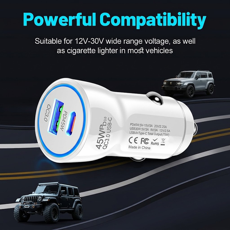Fast Charging 45W Car Charger  - огляд і ціна Usb C Power Adapter